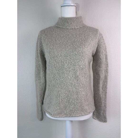 Eileen Fisher women's small tan turtle‎ neck wool blend long sleeve sweater - Picture 1 of 7